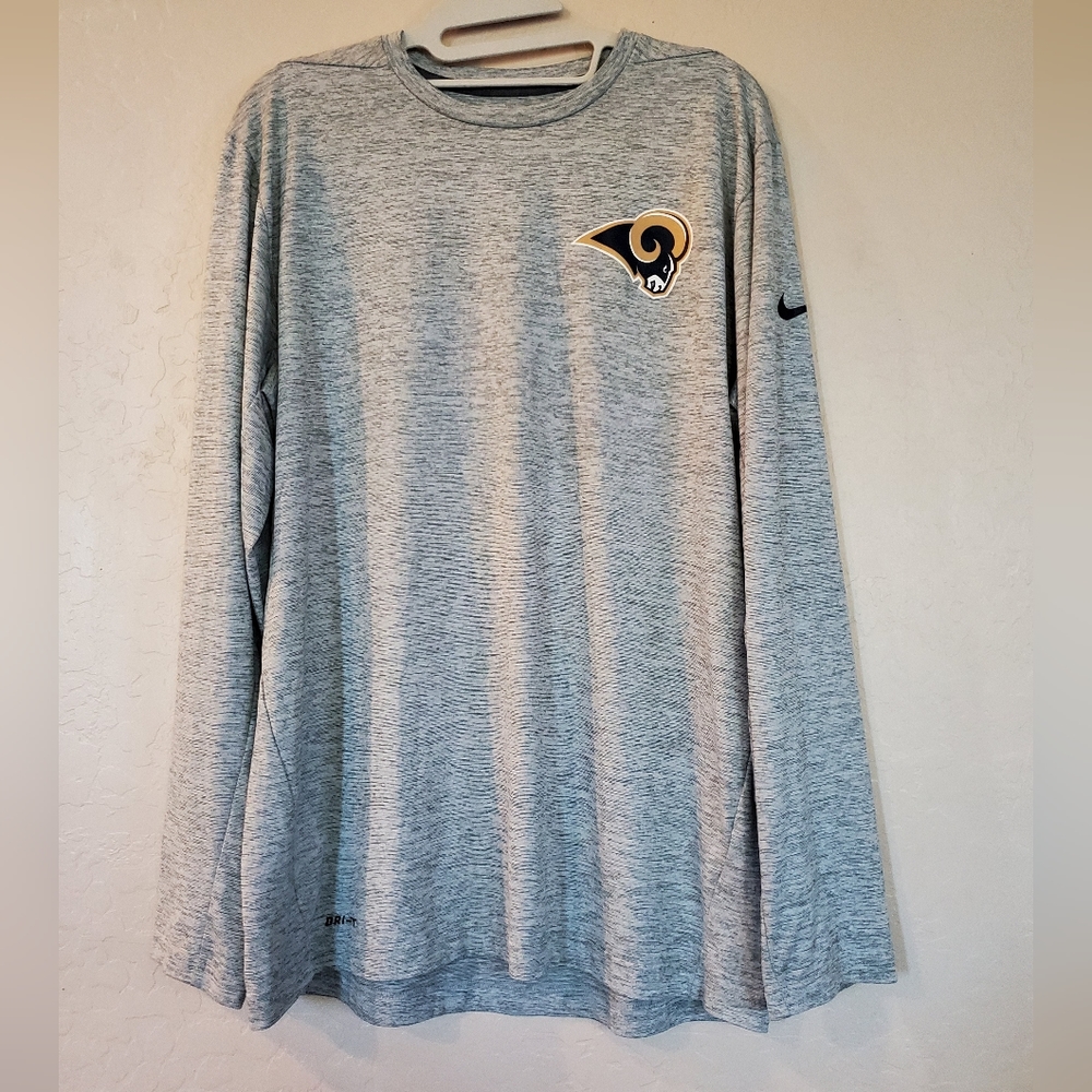 Nike Gray Rams NFL On The Field Dri-Fit Apparel Long Sleeve Shirt Size Large